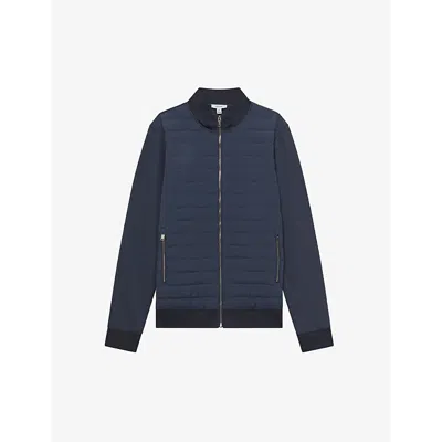 Reiss Mens Airforce Blue Flintoff Quilted Cotton-blend Jacket