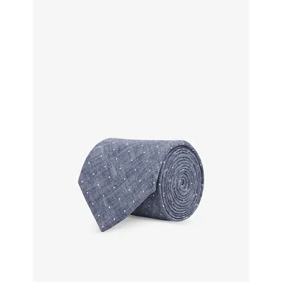 Reiss Airforce Blue Melange Lateran Silk Polka Dot Tie