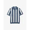Reiss Paros Textured Stripe Regular Fit Half Zip Polo Shirt In Airforce Blue/e