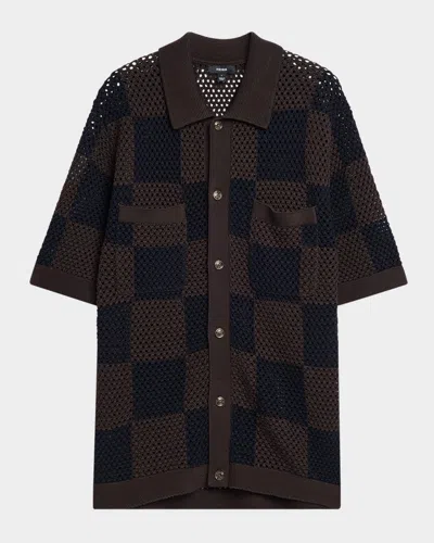 Reiss Men's Alfred Checkered Crochet Short-sleeve Shirt