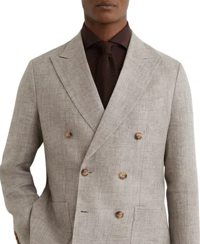 Reiss Amore Linen Double Breasted Tailored Blazer In Purple