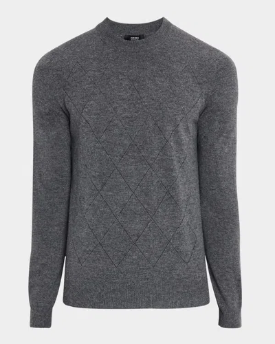 Reiss Men's Argyle Wool-blend Sweater In Mid Grey Melang