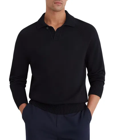 Reiss Men's Ashdown Long-sleeve Open-collar Raglan Sweater In Navy