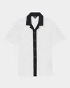 Reiss Mens White Navy Aster Short-sleeved Cotton Shirt In White/navy