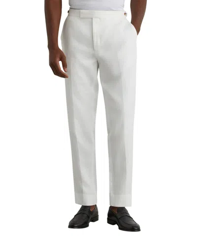 Reiss Men's Atlantic Linen Tailored-fit Side Adjuster Waist Suit Pants In White