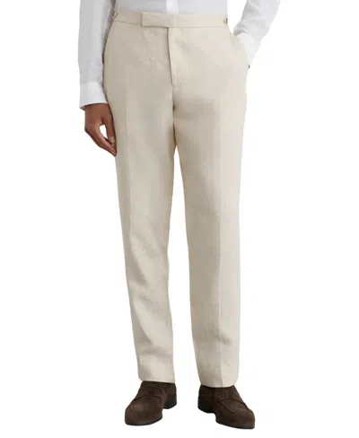 Reiss Atlantic Tailored Fit Linen Twill Suit Trousers In White