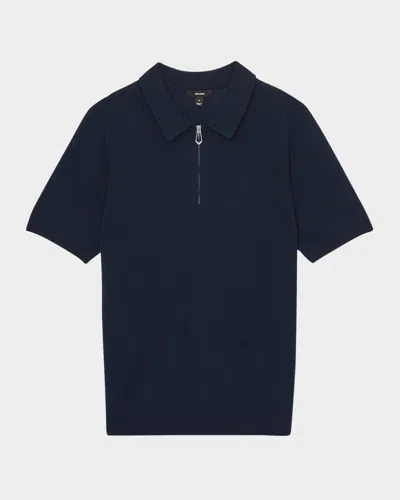 Reiss Men's Berkley Half-zip Knit Polo Shirt In Navy