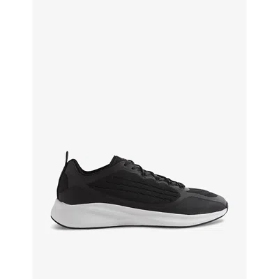 Reiss Mens Black Adison Knitted Low-top Trainers