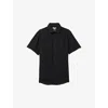 Reiss Mens Black Holiday Slim-fit Linen Shirt