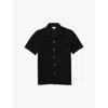 Reiss Mens Black Paradise Cuban-collar Short-sleeve Cotton Shirt