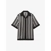 Reiss Romy Striped Crochet C Top In Black/ecru