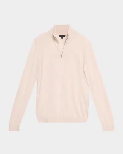 Reiss Mens Beige Blackhall Half-zip Long-sleeve Merino-wool Jumper Xs In Pink