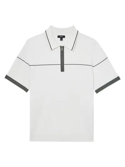 Reiss Mens White Green Bradford Contrast-seam Half-zip Stretch-knit Polo Xs In Black