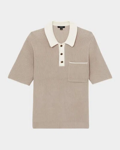 Reiss Men's Brinkley Cotton Polo Shirt In Taupe Brown/off