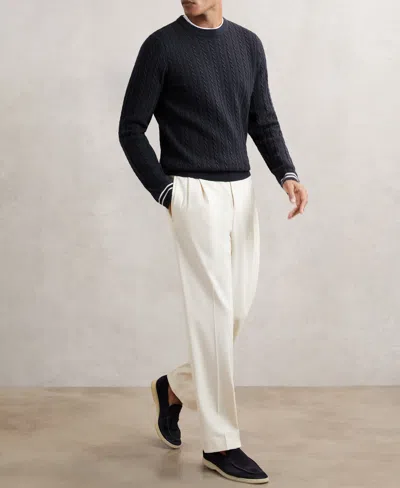 Reiss Men's Cable-knit Wool Sweater In Blue