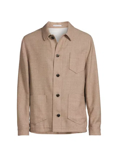 Reiss Men's Cart Wool-blend Shirt Jacket In Mocha
