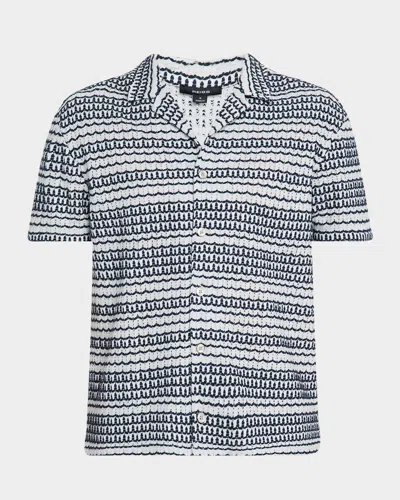 Reiss Men's Chez Stripe Crochet Camp Shirt