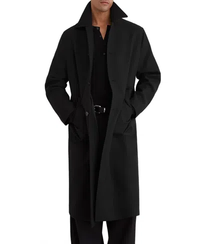 Reiss Men's Clyde Wool-blend Twill Single-breasted Overcoat In Black