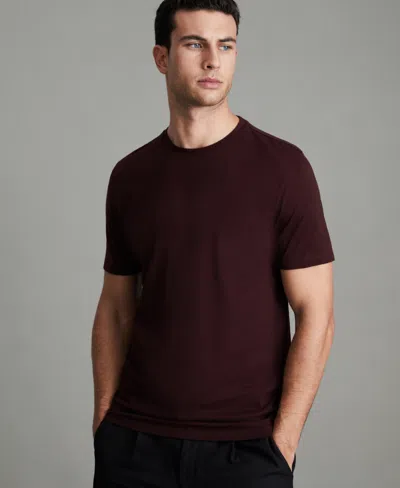 Reiss Men's Cotton Crew Neck T-shirt In Burgundy
