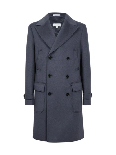 Reiss Men's Crowd Double-breasted Wool-blend Coat In Air Force Blue