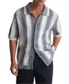 Reiss Dale Stripe Button-front Sweater In Soft Blue,white
