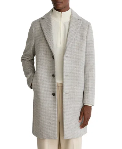 Reiss Mens Dawn Puppytooth Wool-blend Overcoat Soft Grey Xs In Gray