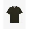 Reiss Dark Olive Green Mercerised Cotton Crew Neck T-shirt In Deep Forest