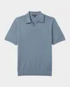 Reiss Duchie Johnny Collar Short Sleeve Wool Polo Sweater In Airforce Blue