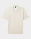 Reiss Snow Merino Wool Open Collar Polo Shirt In Snow White