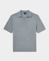 Reiss Duchie Johnny Collar Short Sleeve Wool Polo Sweater In Soft Blue Melan