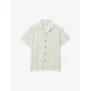 Reiss Mens Ecru Paradise Cuban-collar Short-sleeve Cotton Shirt