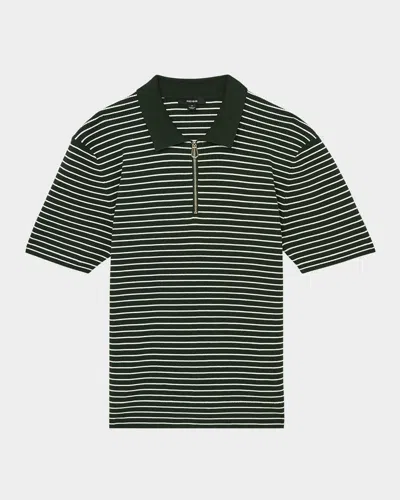 Reiss Men's Fallow Striped Half-zip Polo Sweater In Forest Green