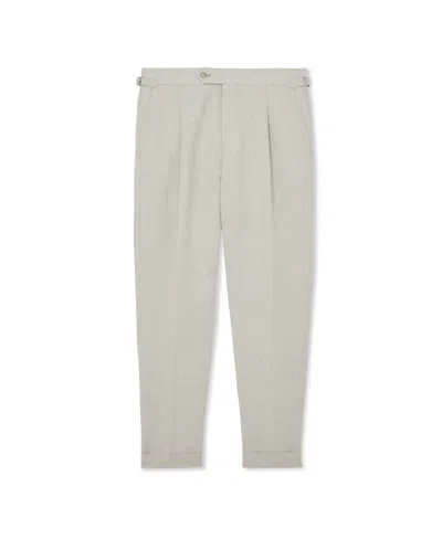 Reiss Men's Finch Linen-cotton Check Tapered Pants In Neutral