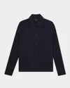 Reiss Men's Fitzgerald Ribbed-sleeve Button-down Shirt In Blue