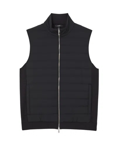Reiss Men's Funnel-neck Quilted Knit Gilet In Blue