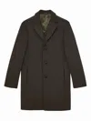 Reiss Dark Khaki Green Wool-blend Single-breasted Overcoat In Brown