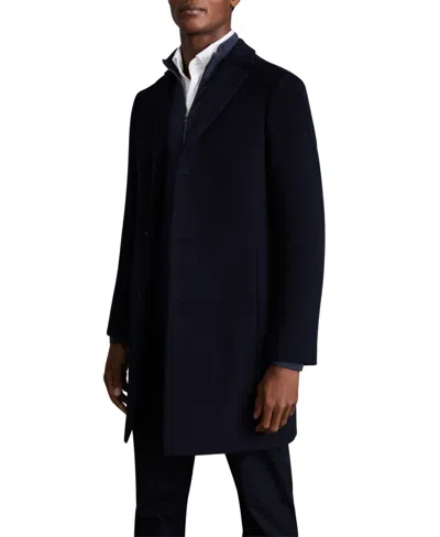 Reiss Men's Gable Wool-blend Single-breasted Overcoat In Blue