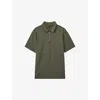 Reiss Mens Green Smoke Albany Half-zip Short-sleeve Stretch-woven Polo