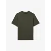 Reiss Mens Green Smoke Wick Textured Stretch-woven T-shirt