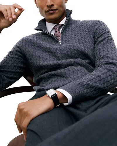 Reiss Men's Half Zip Cashmere Cable Sweater In Blue