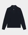 Reiss Men's Hamilton Wool Waffle-knit Half-zip Polo Shirt In Blue