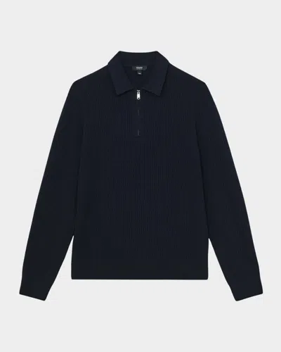 REISS MEN'S HAMILTON WOOL WAFFLE-KNIT HALF-ZIP POLO SHIRT