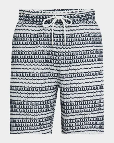 Reiss Men's Haze Crochet Stripe Pull-on Shorts
