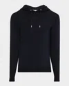 Reiss Navy Blue Interlock Jersey Drawstring Hoodie In Navy