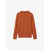 Reiss Mens Hot Orange Wessex Crewneck Merino-wool Jumper