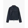 Reiss Mens Indigo Blue Pike Patch-pocket Regular-fit Suede Jacket