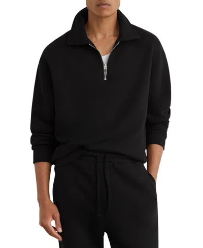 Reiss Men's Kurwin Cotton Heavyweight Half-zip Sweatshirt In Black