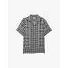 REISS REISS MEN'S LAPIS BLUE PRENTICE GEOMETRIC-PRINT SHORT-SLEEVE WOVEN SHIRT