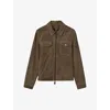 Reiss Light Charcoal Grey Suede Zip Through Trucker Jacket In Light Charcoal