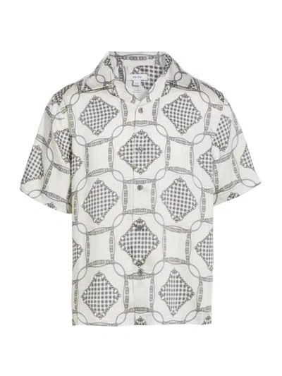 Reiss Men's Lumia Abstract Camp Shirt In Silver